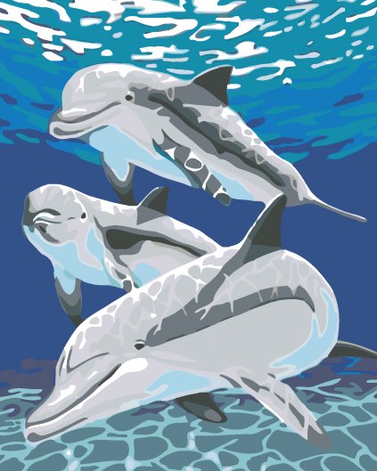 Malowanie po numerach - Rodzina delfinów