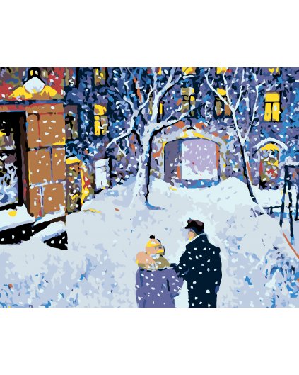 Malowanie po numerach - Zimowy spacer we śniegu