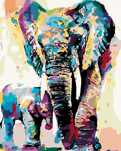Malowanie po numerach - Kolorowe słonie