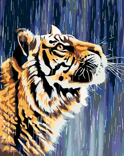Malowanie po numerach - Tygrys przy wodospadzie