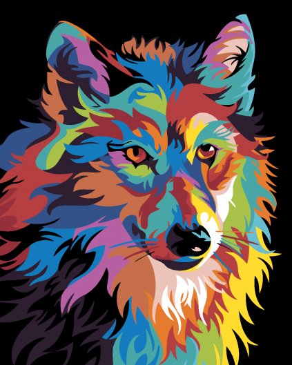 Malowanie po numerach - Kolorowy wilk