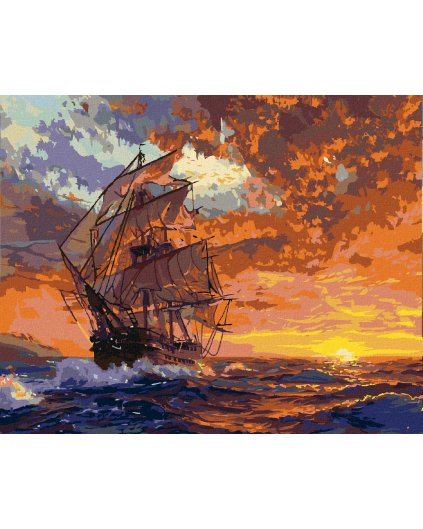 Haft diamentowy - STATEK NA MORZU I ZACHÓD SŁOŃCA
