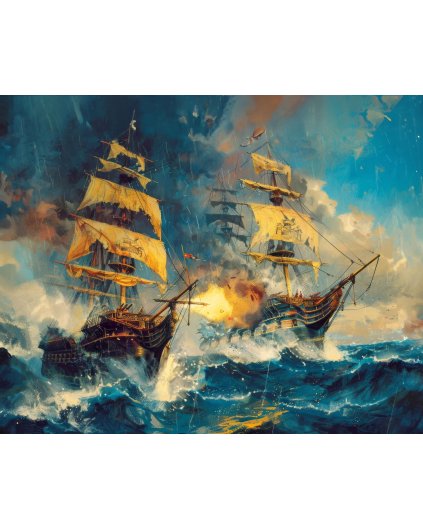 Obrazki na ścianę - BITWA MORSKA - STATKI NA WZBURZONYM MORZU