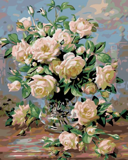 Malowanie po numerach - Bukiet białych róż