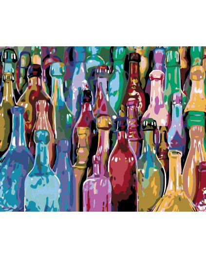 Malowanie po numerach - Kolorowe butelki