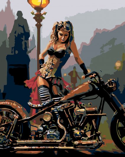 Malowanie po numerach - Dziewczyna z motocyklem