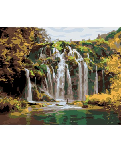 Malowanie po numerach - Wodospad jesienią