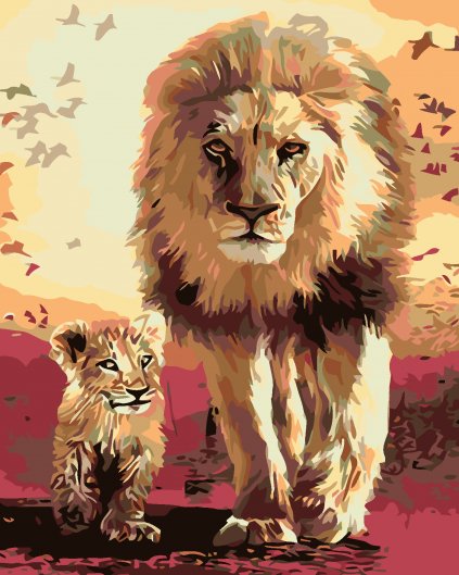 Malowanie po numerach - Król lew ze synem