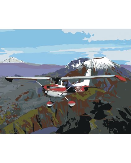 Malowanie po numerach - Samolot nad wulkanem