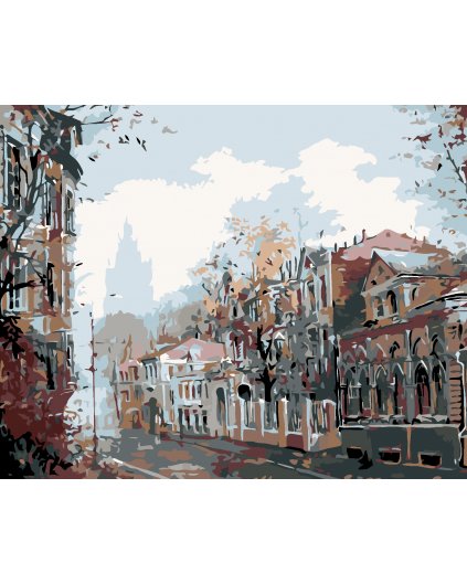 Malowanie po numerach - Jesienne miasteczko