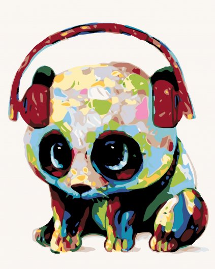 Malowanie po numerach - Panda ze słuchawkami