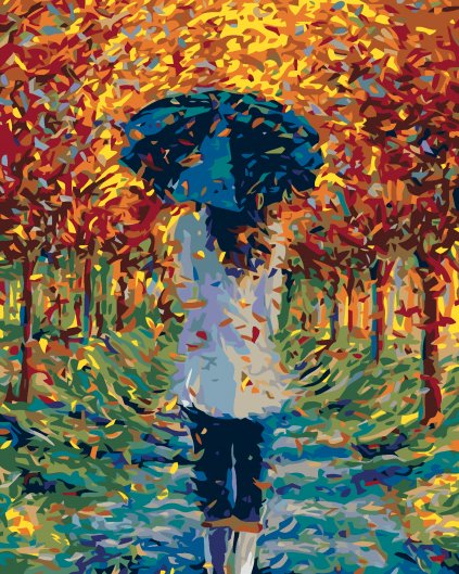 Malowanie po numerach - W jesiennym parku pod parasolem