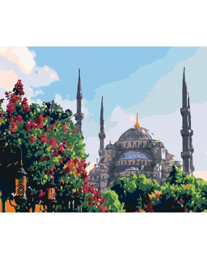 Malowanie po numerach - Meczet i ogród kwiatowy