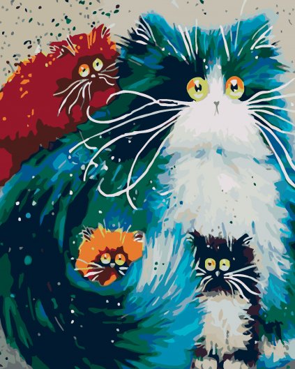 Malowanie po numerach - Przestraszone koty