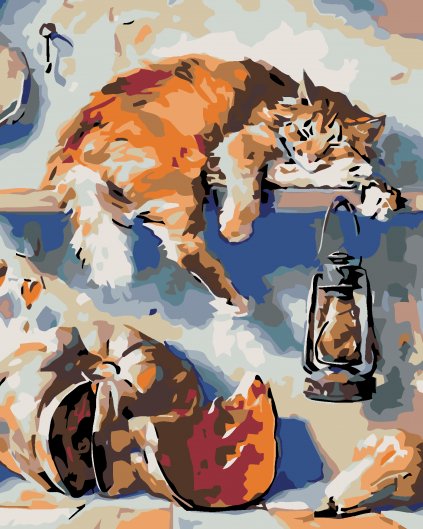 Malowanie po numerach - Kot w spiżarni