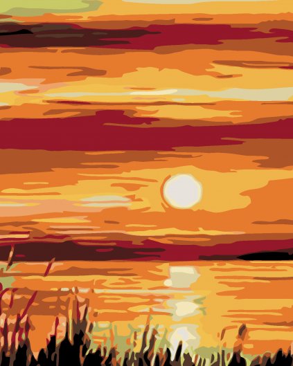 Malowanie po numerach - Wschód słońca nad jeziorem
