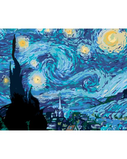 Malowanie po numerach - Gwiaździsta noc (Van Gogh)
