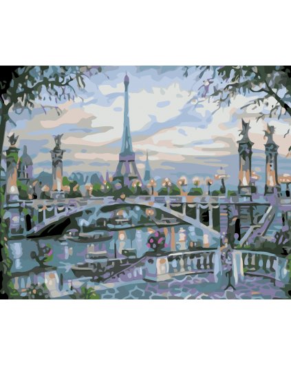 Malowanie po numerach - Sekwana z Wieżą Eiffla w tle