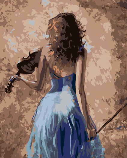 Malowanie po numerach - Skrzypaczka w niebieskiej sukience
