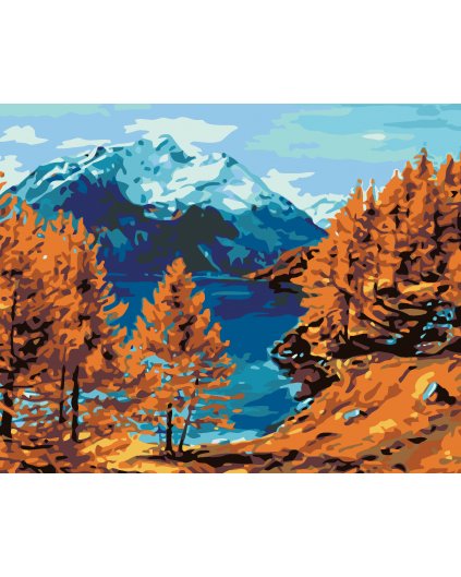Malowanie po numerach - Jezioro u podnóża góry
