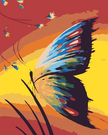 Malowanie po numerach - Motyl w zachodzie słońca