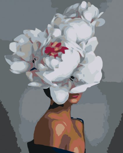 Malowanie po numerach - Kobieta z głową w kwiatach - magnolie