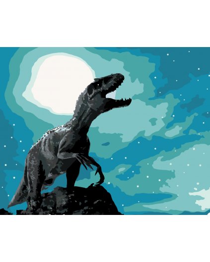 Malowanie po numerach - TYRANOZAURUS REX W NOCY