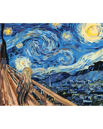 Malowanie po numerach - KRZYK GWIAŹDZISTĄ NOCĄ - INSPIRACJE VAN GOGHIEM