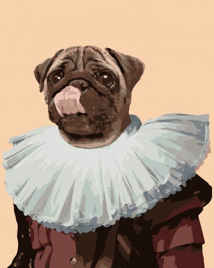 Malowanie po numerach - KRÓLEWSKI PIES - MOPS