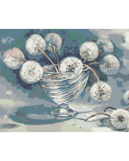 Malowanie po numerach - DMUCHAWCE W SZKLANYM WAZONIE