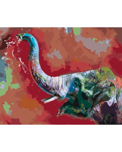 Malowanie po numerach - SZCZĘŚLIWY KOLOROWY SŁOŃ