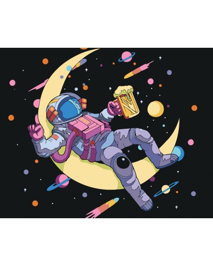 Malowanie po numerach - ASTRONAUTA I PIWO