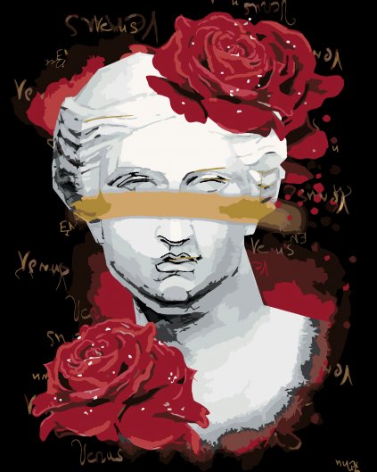 Malowanie po numerach - WENUS Z CZERWONYMI RÓŻAMI