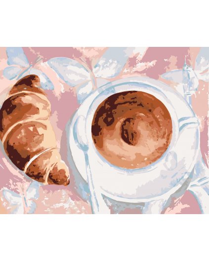 Malowanie po numerach - KAWA I CROISSANT W PARYŻU