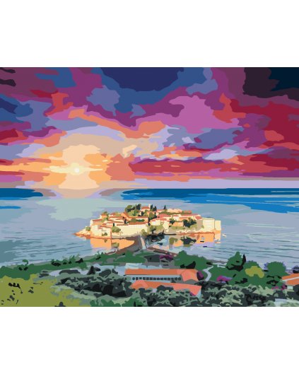 Malowanie po numerach - WIDOK NA SVETI STEFAN