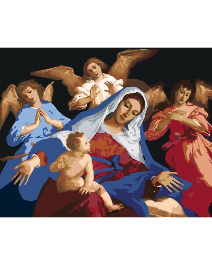 Malowanie po numerach - MARIA Z JEZUSEM I ANIOŁY