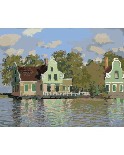 Malowanie po numerach - DOM NA RZECE ZAAN W ZAANDAM (CLAUDE MONET)