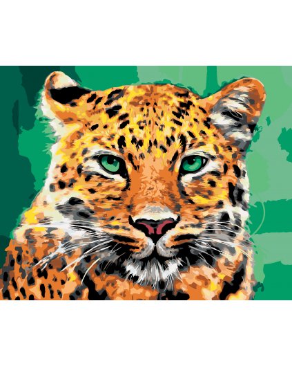 Malowanie po numerach - LEOPARD Z ZIELONYMI OCZAMI