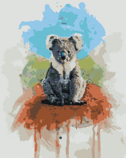 Malowanie po numerach - KOALA NA KOLOROWYM TLE