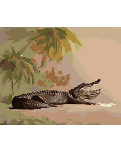 Malowanie po numerach - LEŻĄCE ALIGATORY I PALMY (D. RUSTY RUST)