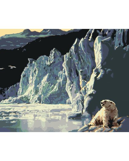 Malowanie po numerach - NIEDŹWIEDŹ POLARNY I LODOWIEC (D. RUSTY RUST)