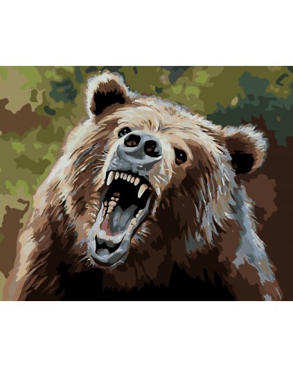 Malowanie po numerach - NIEDŹWIEDŹ Z OTWARTĄ PASZCZĄ (D. RUSTY RUST)