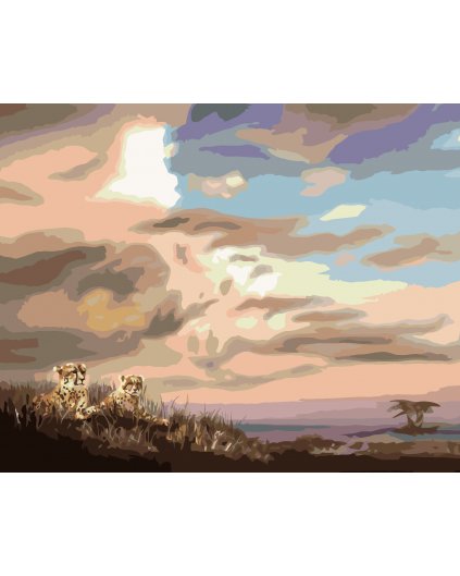 Malowanie po numerach - GEPARD I NIEBO (D. RUSTY RUST)