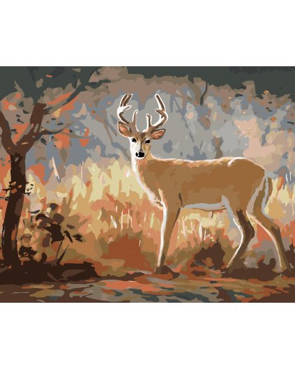 Malowanie po numerach - MŁODA SARNA I JESIENNY LAS (D. RUSTY RUST)