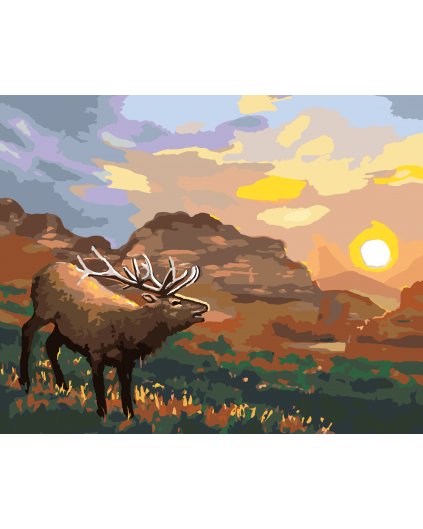 Malowanie po numerach - ŁOŚ O ZACHODZIE SŁOŃCA (D. RUSTY RUST)