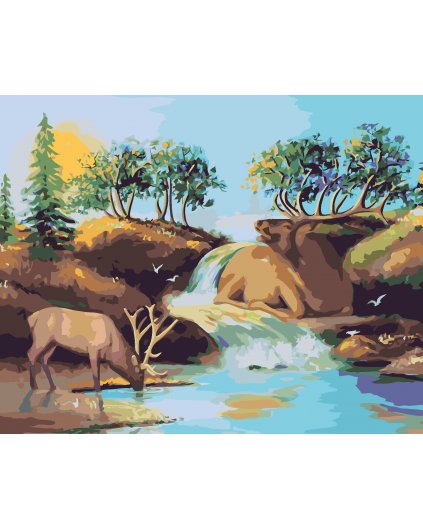 Malowanie po numerach - ŁOŚ PRZY WODOPOJU (D. RUSTY RUST)