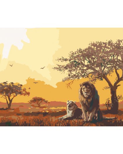 Malowanie po numerach - LEW I LWICA PO ZMIERZCHU (D. RUSTY RUST)