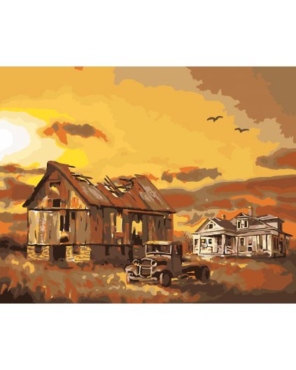 Malowanie po numerach - STODOŁA Z ROZPADAJĄCYM SIĘ DACHEM (D. RUSTY RUST)