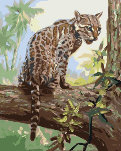 Malowanie po numerach - MŁODE OCELOTA NA DRZEWIE (D. RUSTY RUST)
