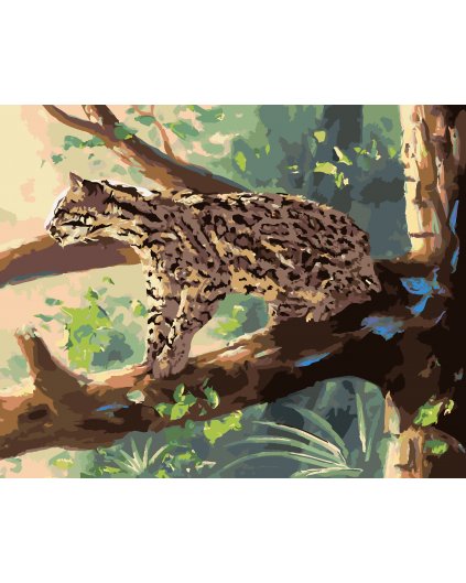 Malowanie po numerach - OCELOT SIEDZĄCY NA GAŁĘZI (D. RUSTY RUST)